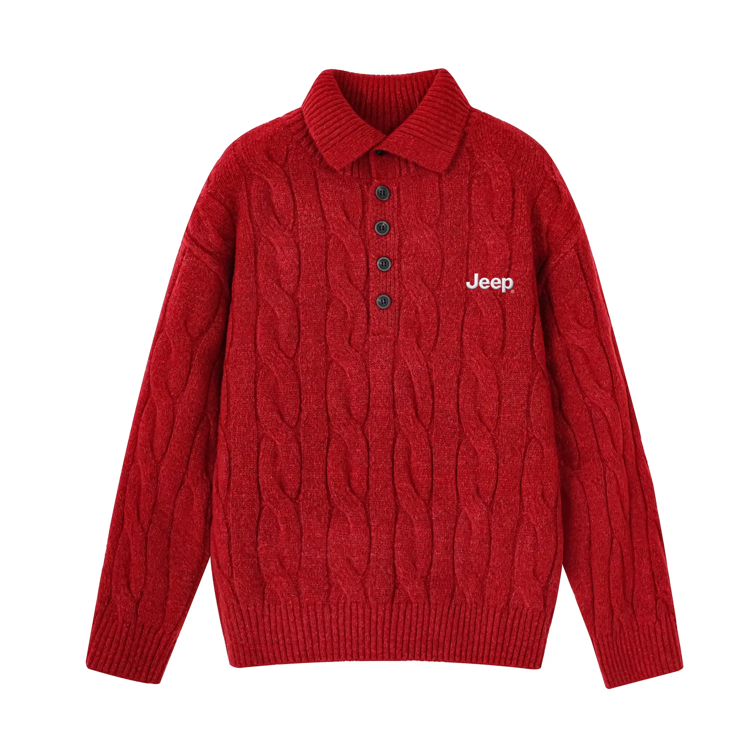 Детский свитер с отложным воротником, прямой крой, Jeep, True Red