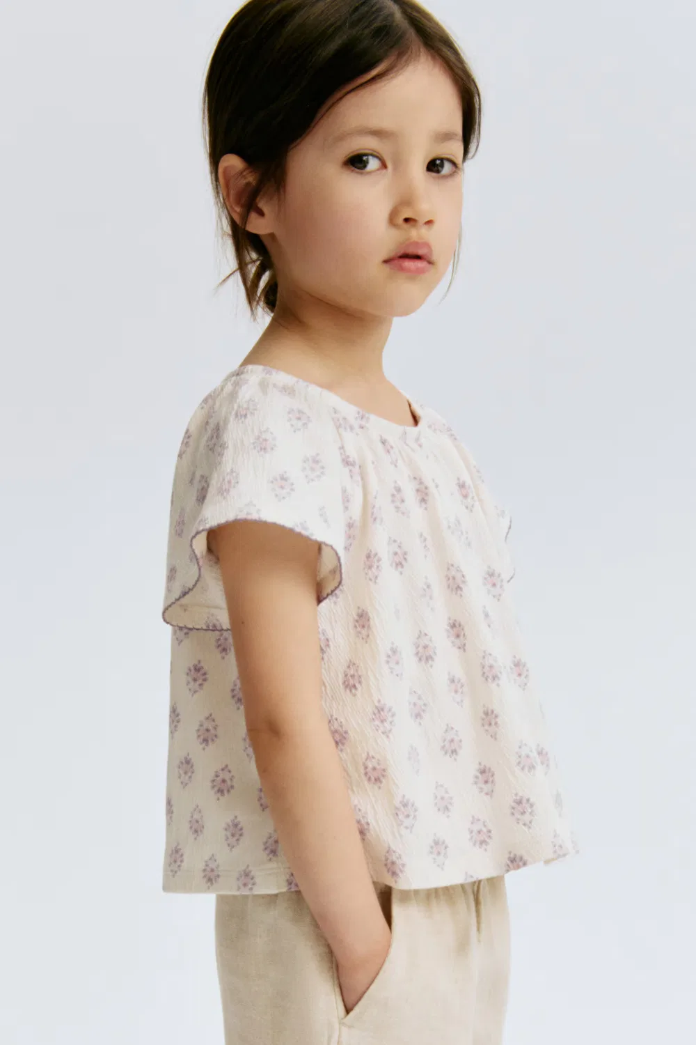Рубашка из крепа с узором H&M, Elfenbein/Gemustert