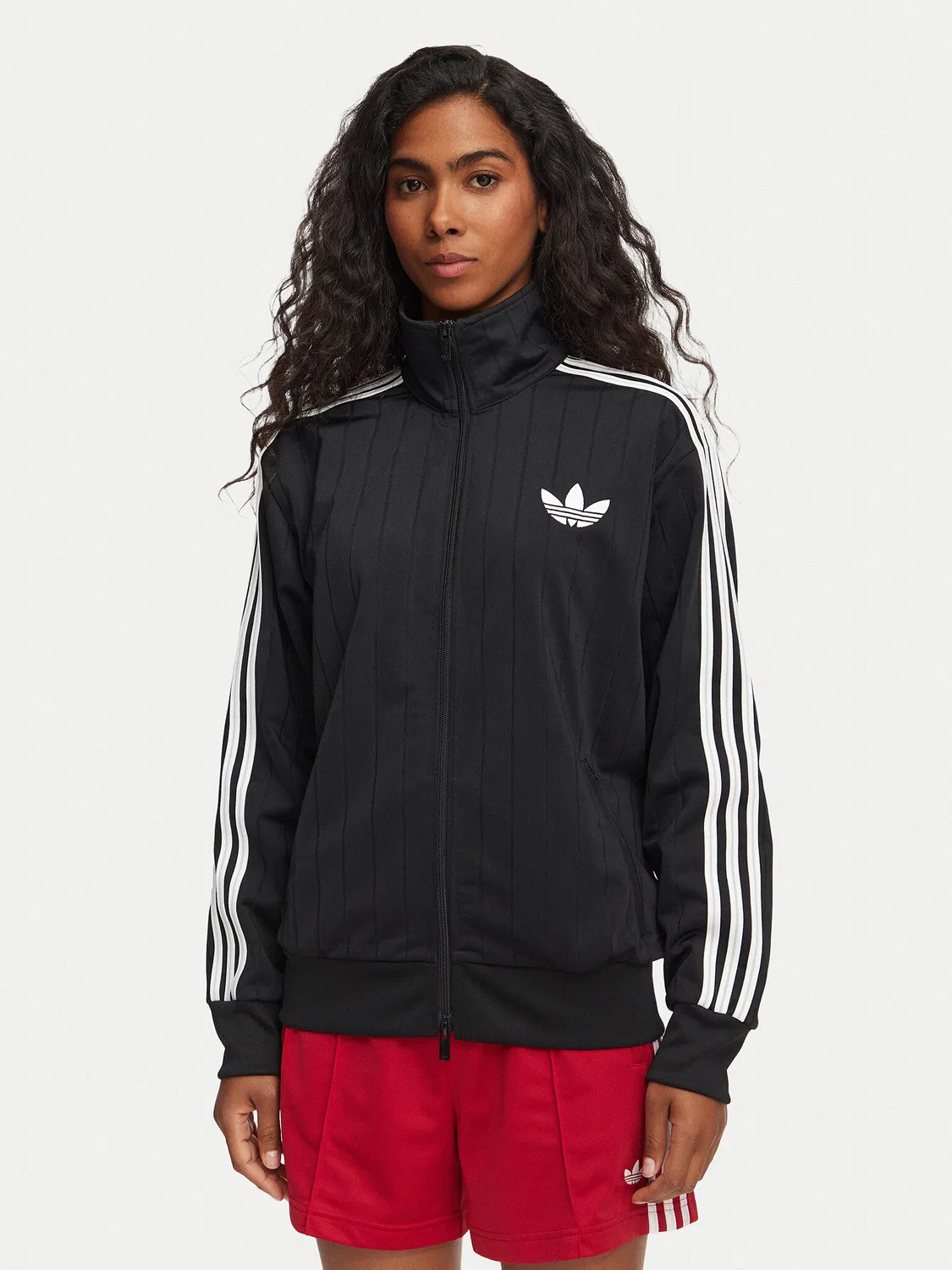 Женский свитшот свободного кроя Pinstripe Firebird Adidas, черный