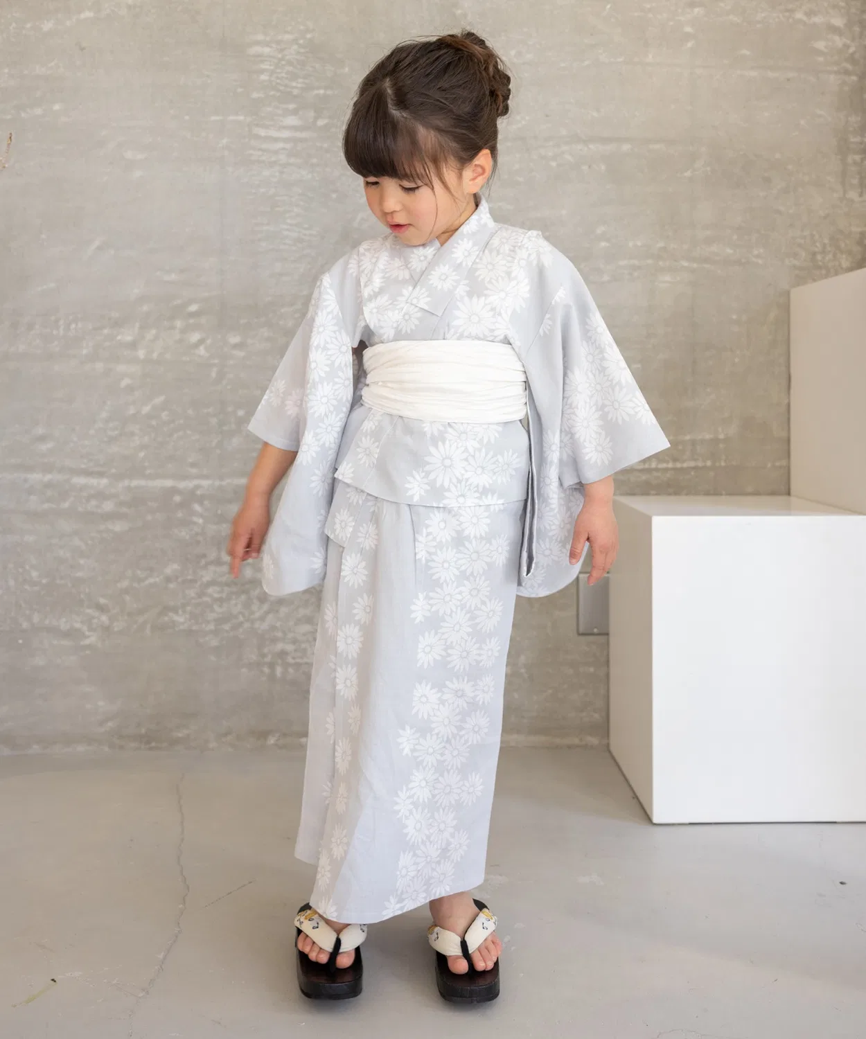Детский комплект юката 3 предмета с цветочным принтом Yukata-kan Grace, Желтый — фото 3