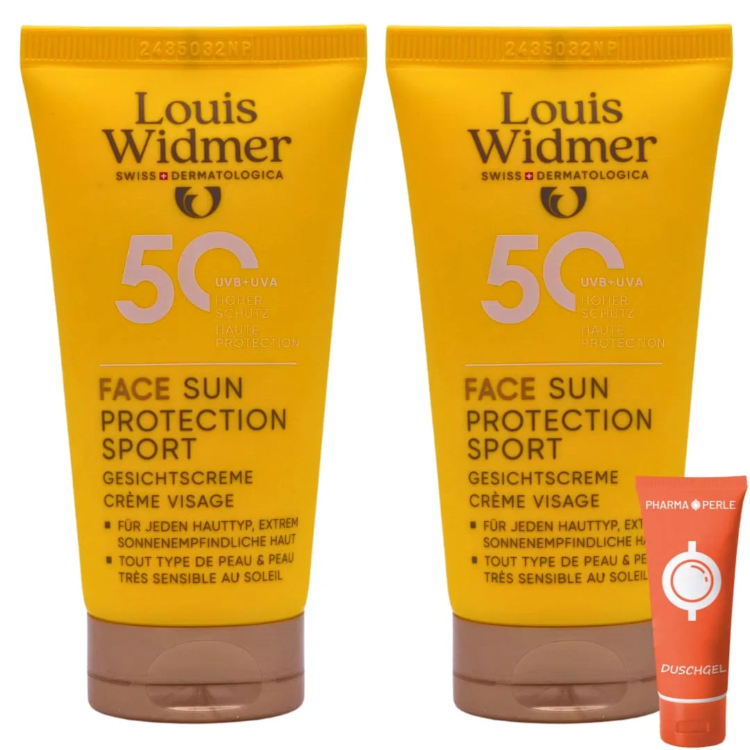Солнцезащитная эмульсия для лица Louis Widmer Face Sun Protection Sport 50, набор 2 x 50 мл Pharma Perle — фото 2