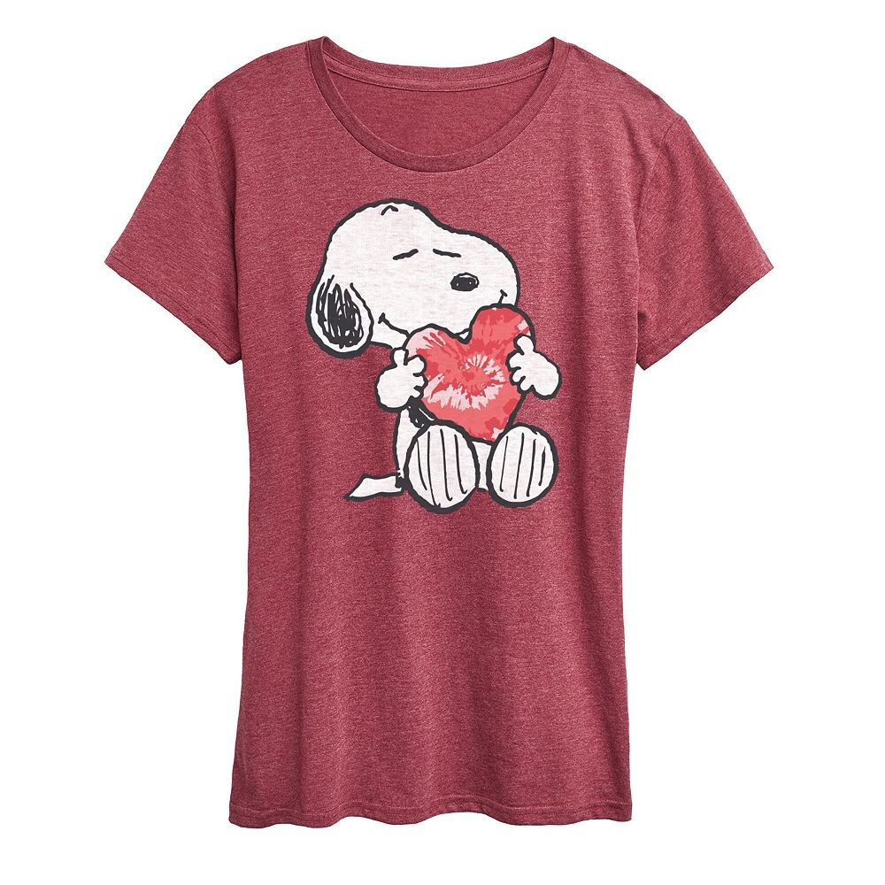 

Женская футболка Peanuts Snoopy с рисунком сердца Licensed Character, цвет Heather Dark Red