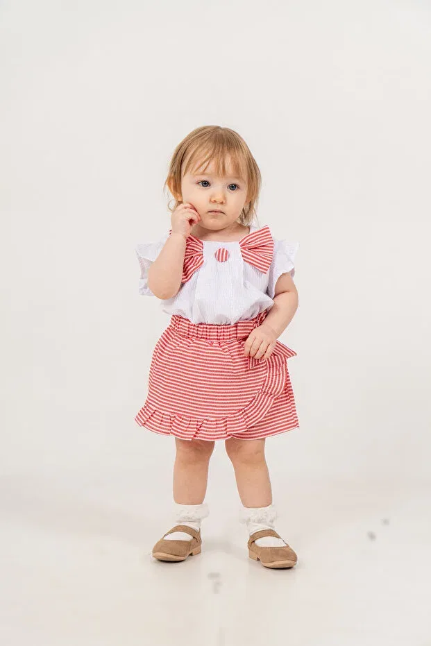 Детский комплект для девочек с воланами Glam Jnf Kids, Red