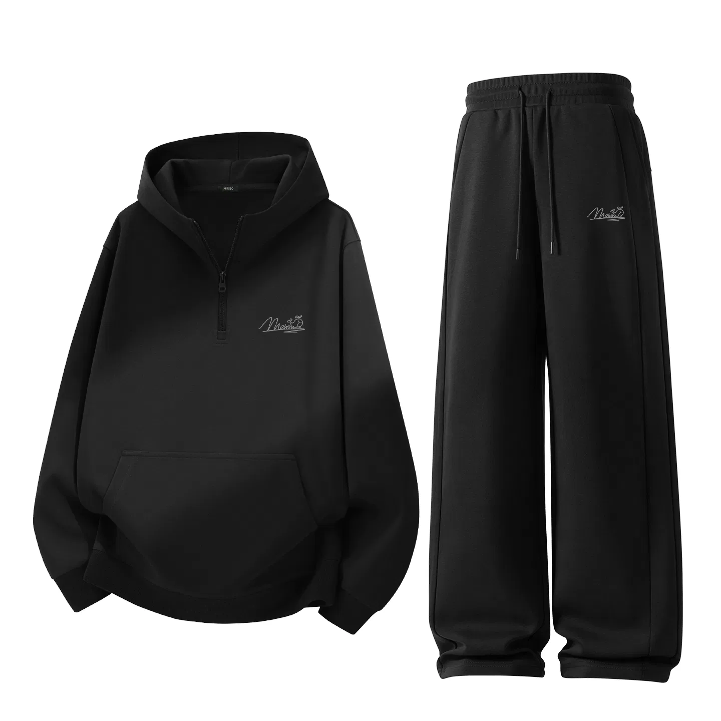 Детский комплект свитшотов с капюшоном Miniso, Black