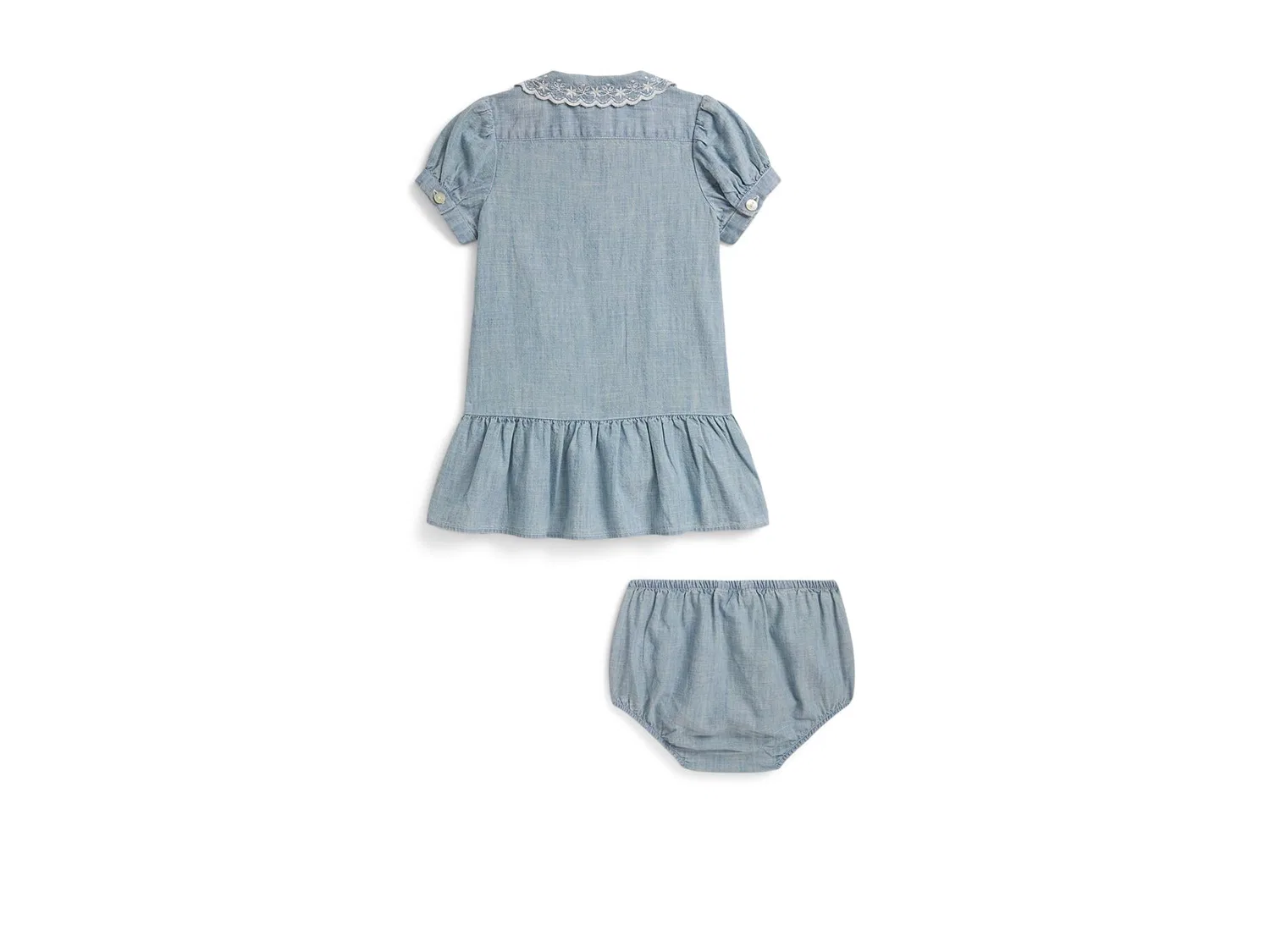 Платье и панталоны из хлопковой шамбре цвета индиго (для младенцев) Polo Ralph Lauren Kids, New Medium Wash — фото 2