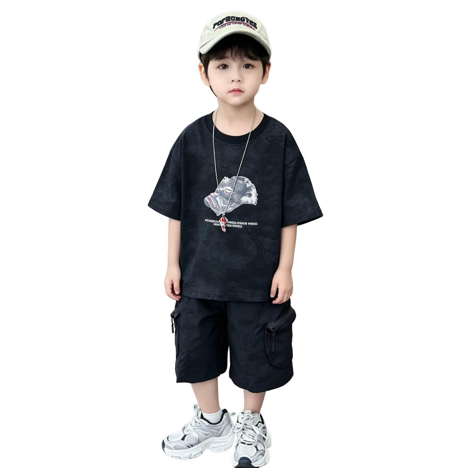 Детский спортивный комплект с коротким рукавом Lanza, Black