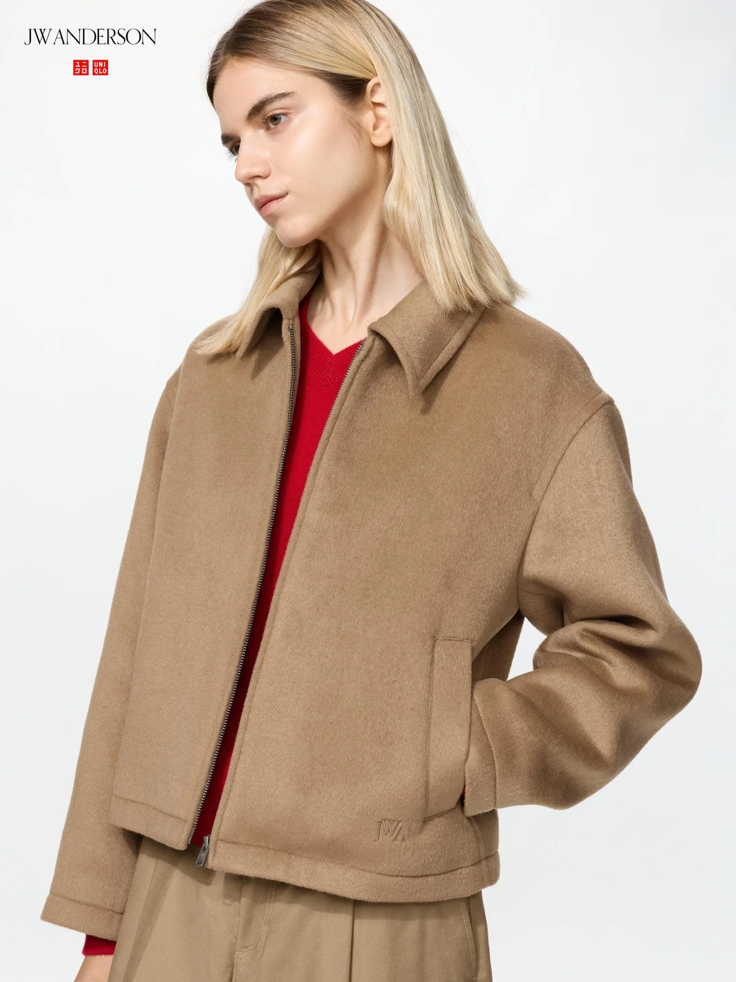 Куртка Uniqlo and JW Anderson из рубашечной ткани с коротким ворсом, 32 бежевый