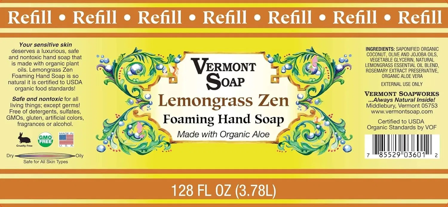 Пена для рук Lemongrass, Vermont Soap, 3.79 л — фото 2