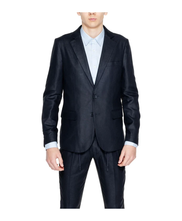 

Черный льняной блейзер с V-образным вырезом Antony Morato, черный