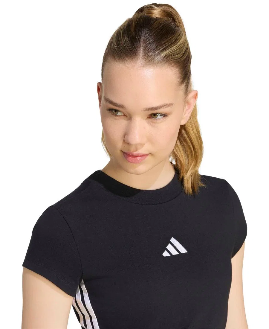 Женская футболка-поло с коротким рукавом, с логотипом adidas, Black/White — фото 4