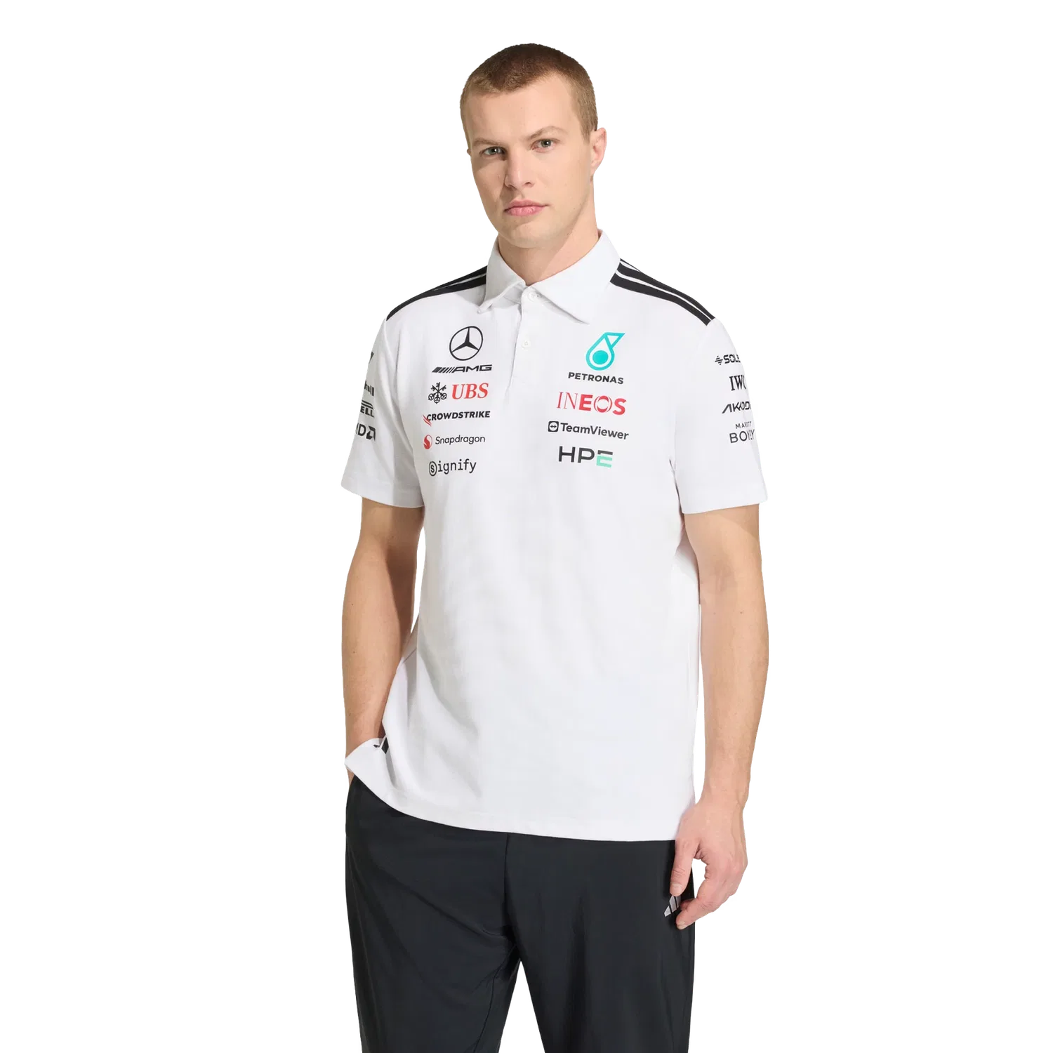 Мужское поло инженеров Mercedes-AMG Petronas Formula 1 Team Adidas, белый — фото 2