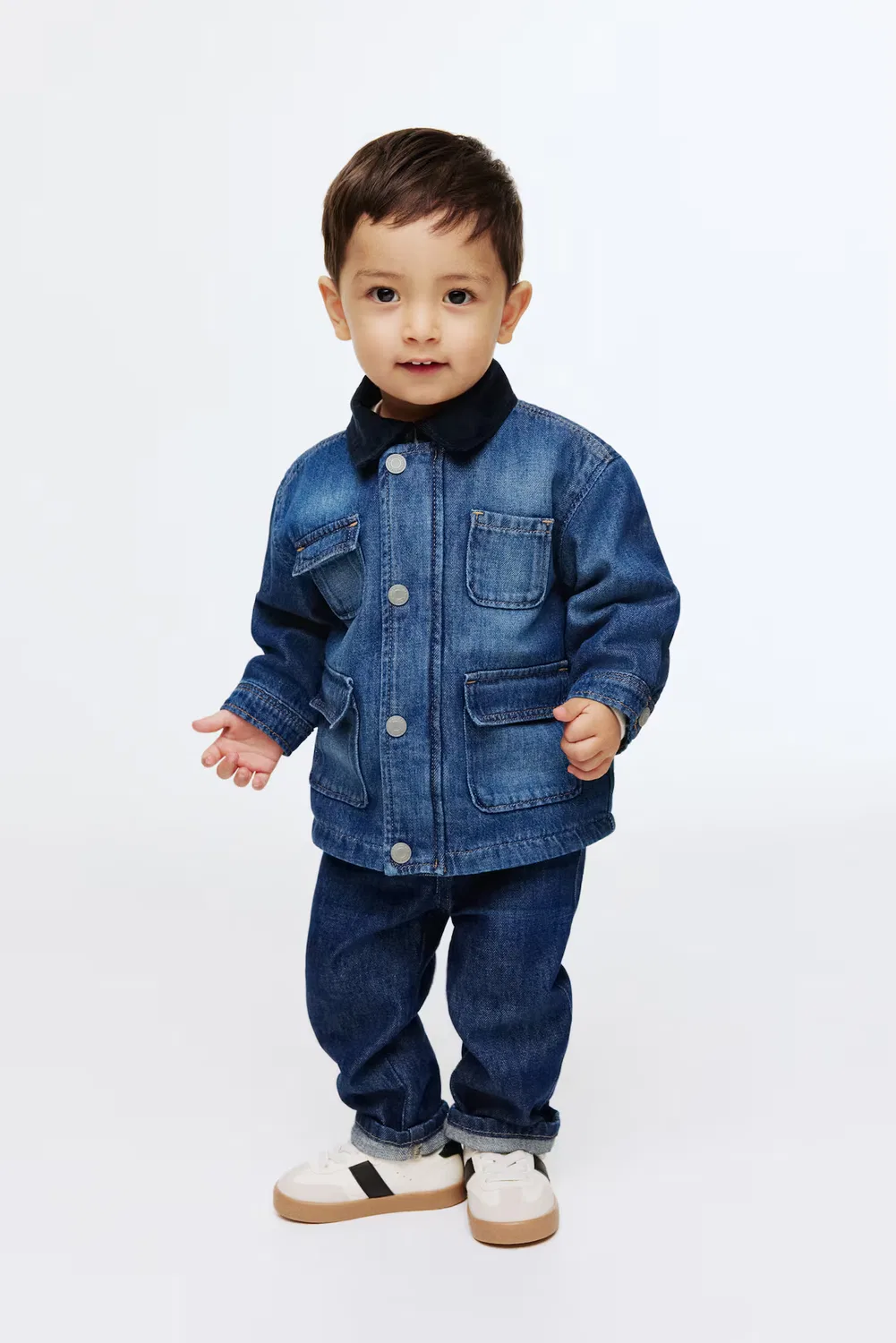 Джинсовая куртка с вельветовым воротником H&M, Denimblau