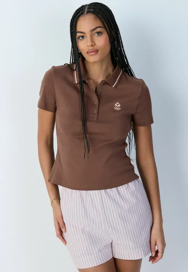 Футболка поло хлопковая Regular Fit Next, chocolate brown, коричневый/шоколадный