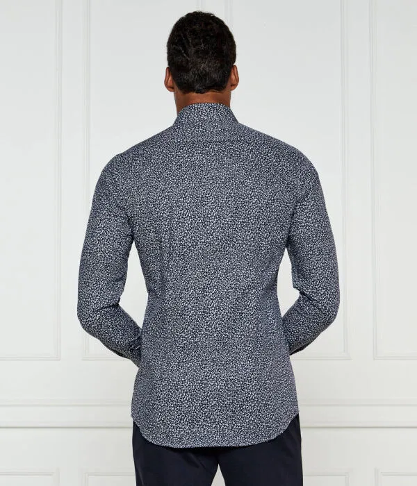 Мужская рубашка с длинным рукавом slim fit H-Hank-Kent-C1-214 Slim Fit Stretch BOSS, Blu Marino — фото 3