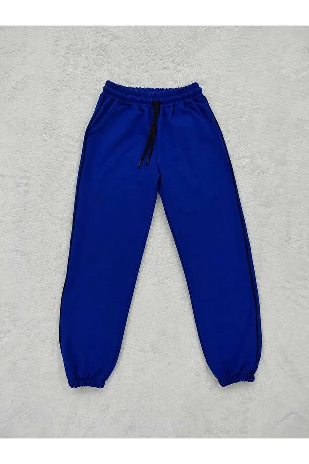 Детские спортивные штаны для девочек с завязками Cotton cobalt blue sweatpants with tie-up waist Pidal Giyim, Blue — фото 3