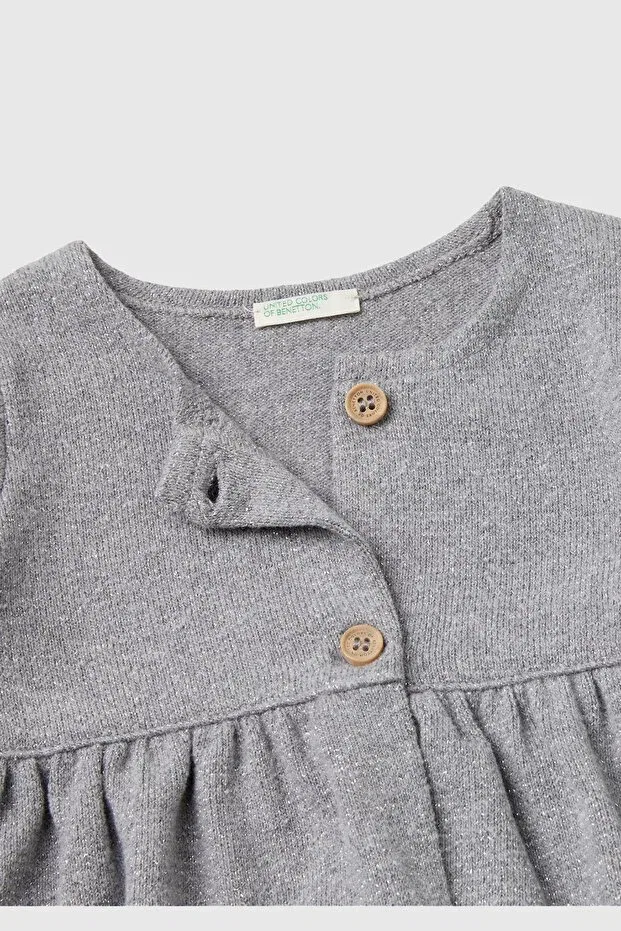 Детское платье для девочек хлопковое United Colors Of Benetton, Gray — фото 3