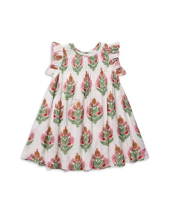 Детское платье для девочек с цветочным принтом Jaipur Dress Pink Chicken, Pink Bellflower