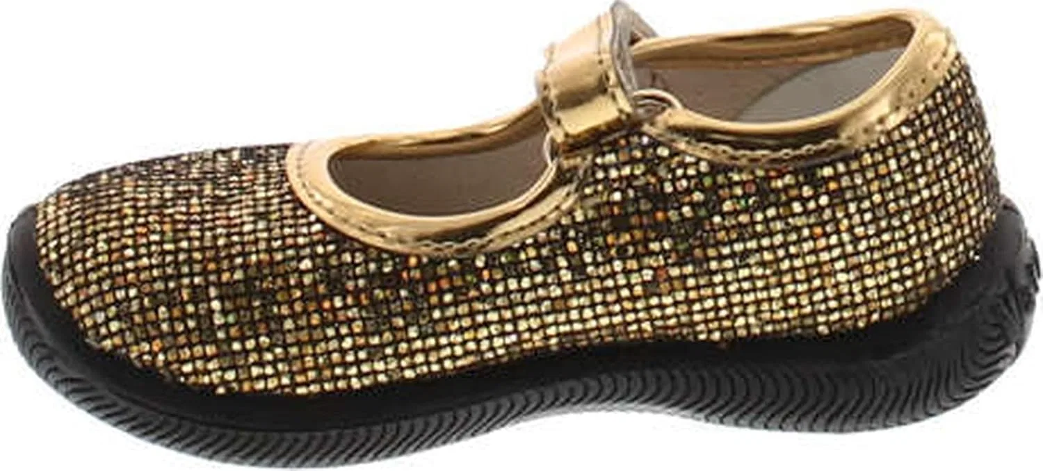 Детские туфли для девочек Naturino 7703 USA, Gold Glitter Square — фото 2