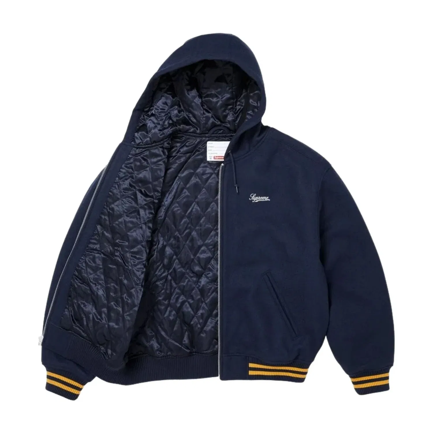 Мужская куртка Larry Clark FW26 Hooded Varsity Jacket 'Navy' Supreme, темно-синий — фото 2