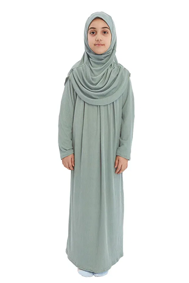 Детское платье для молитвы с капюшоном Altobeh, Light Water Green