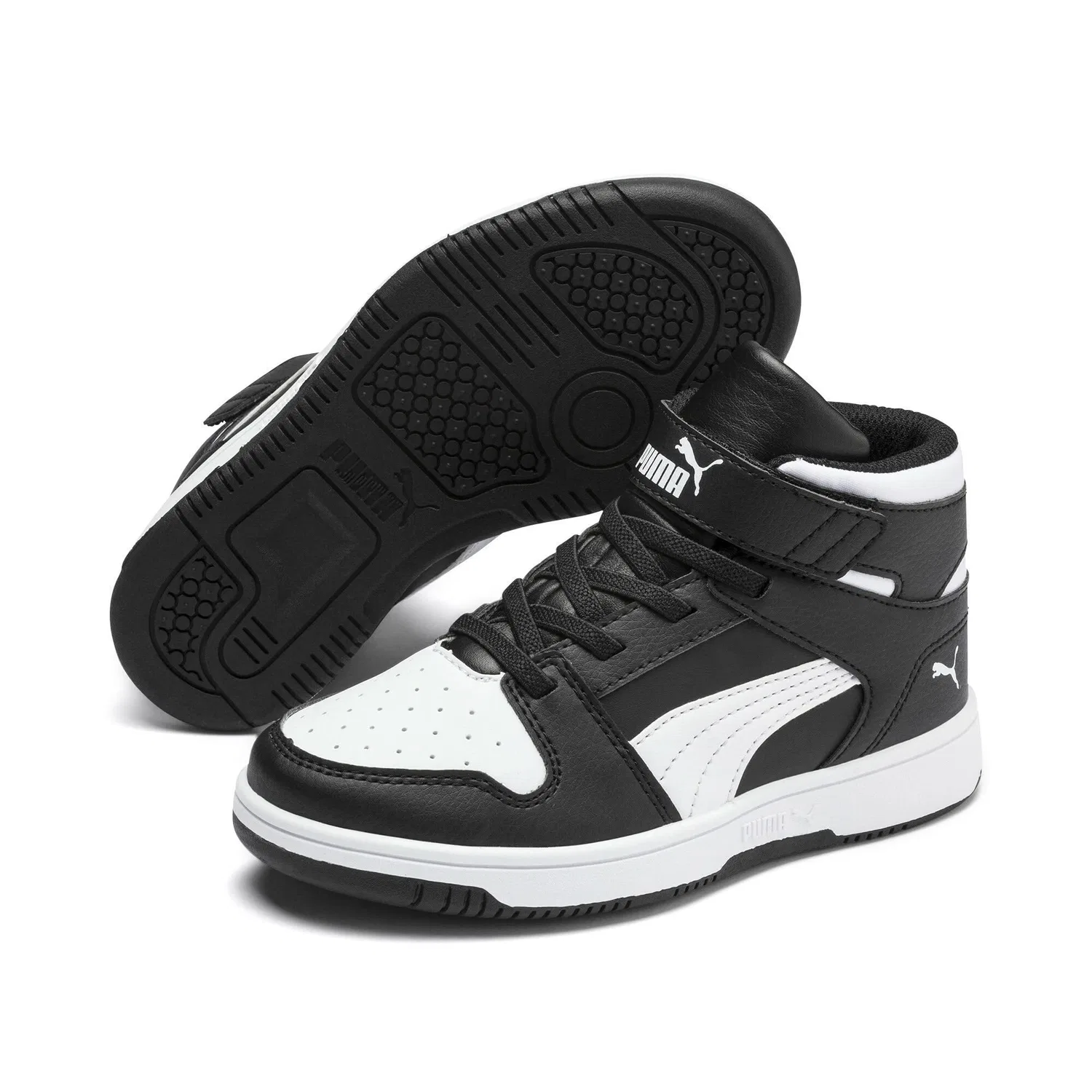 Детские кроссовки для мальчиков высокие PUMA Rebound Layup SL V PS PUMA Black PUMA White — фото 2