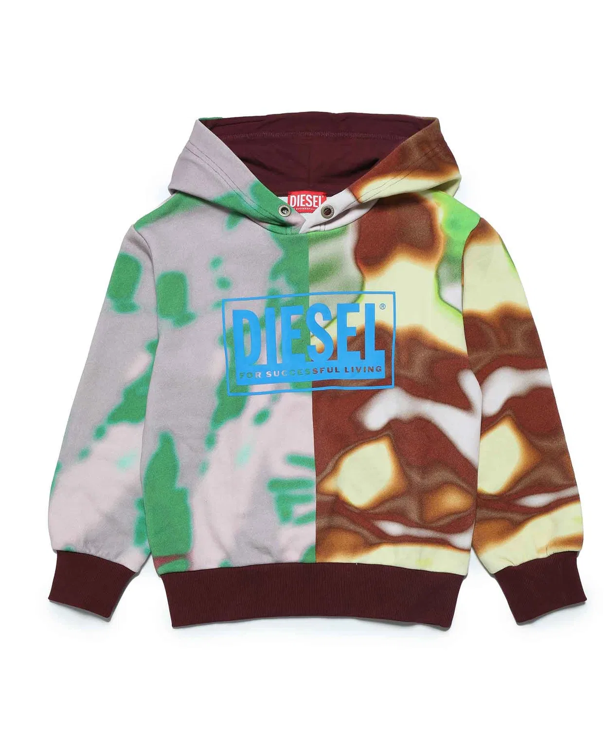 Детское худи с камуфляжным принтом DIESEL KIDS, Burgundy