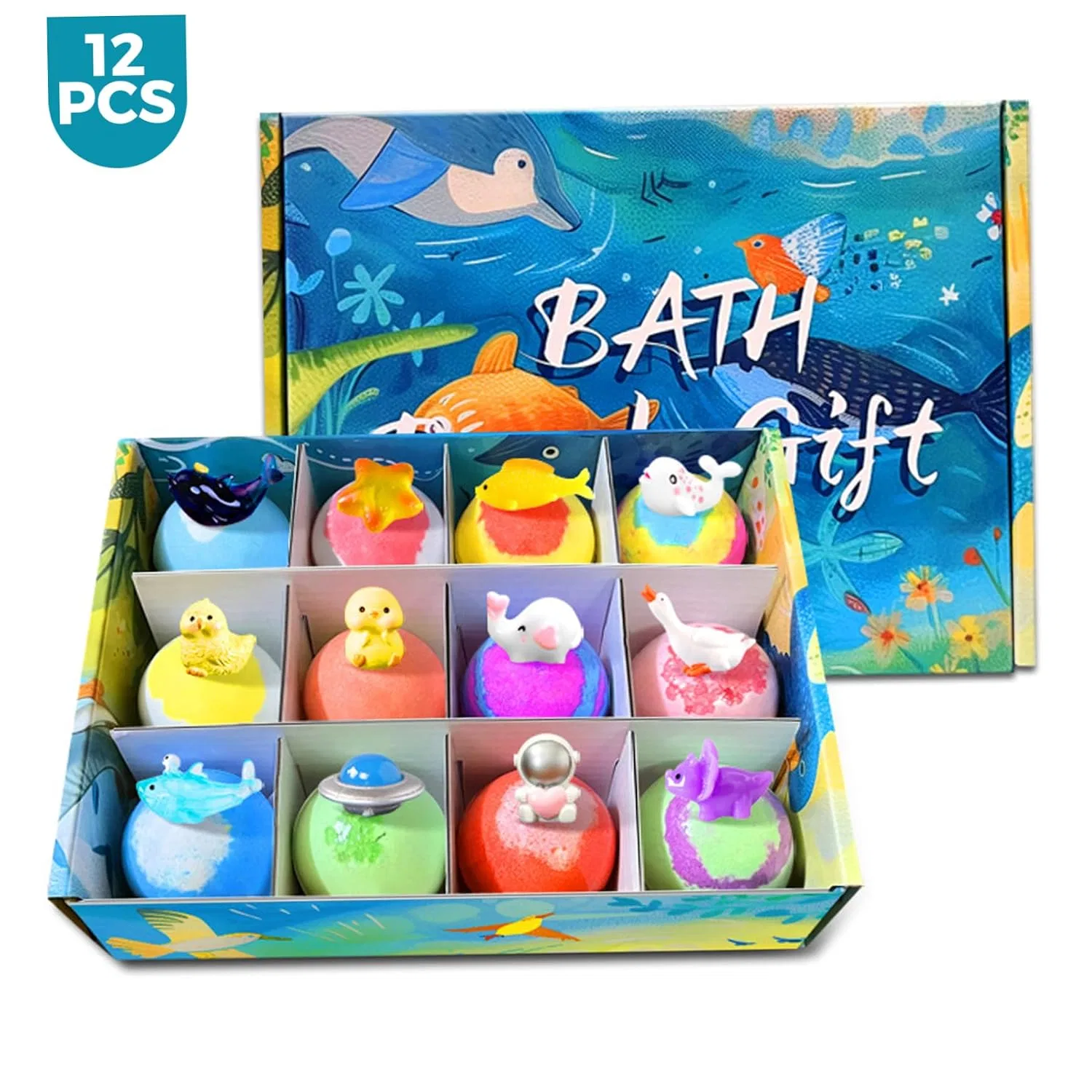 Набор детских бомбочек для ванны Ocean Adventure, Xoeryoy, 12 шт по 60 г, с игрушками внутри — фото 4