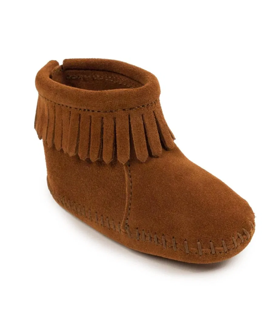 Мокасины-пинетки из замши с закрытой пяткой, Brown Minnetonka