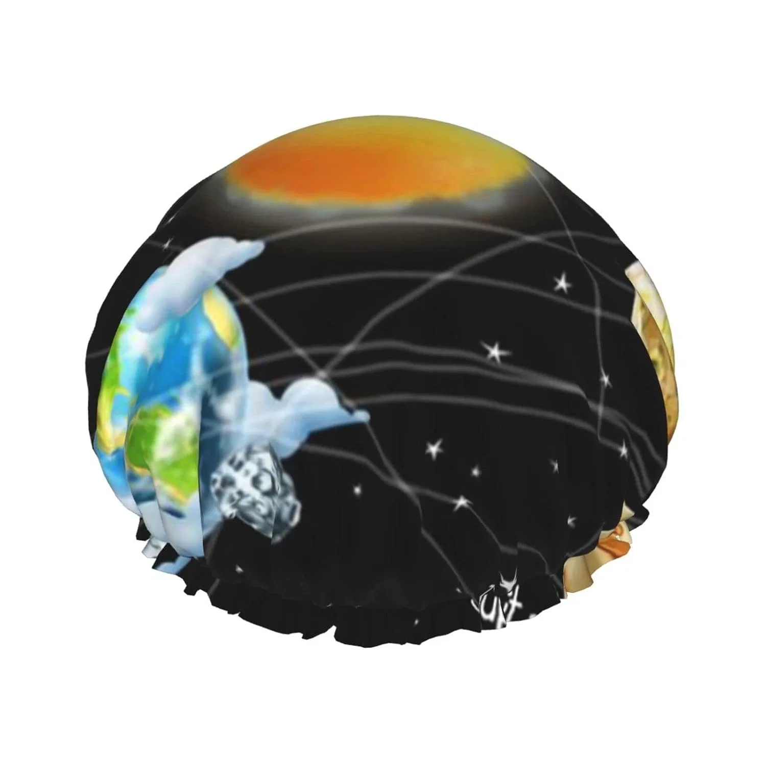 Многоразовая шапочка для душа Double Splash Proof, TOLKAT, на 1 шт, One Size, Planets, Stars and Milky Way Galaxy