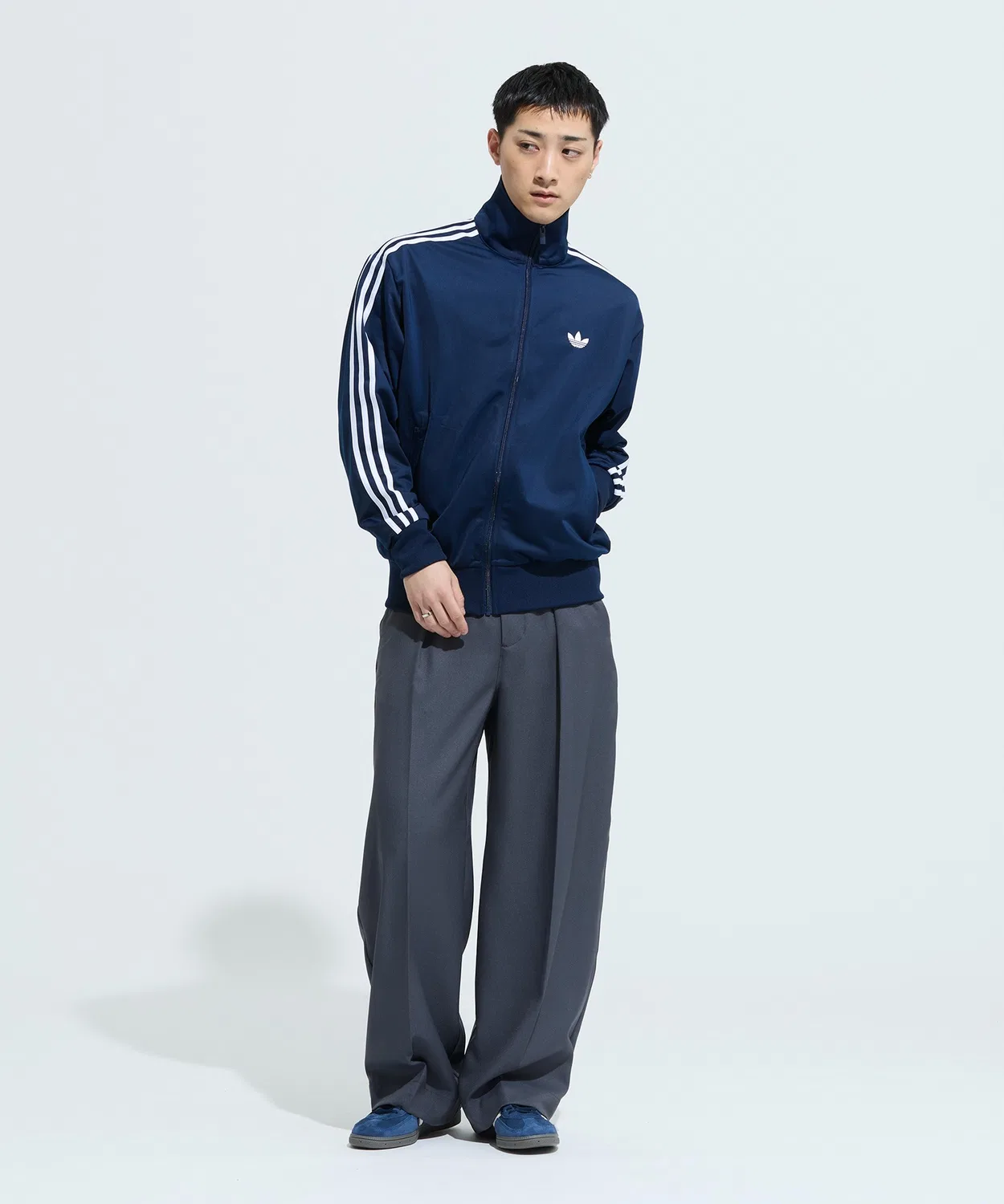 Мужское худи с принтом Firebird Track Top Adidas, Синий — фото 2