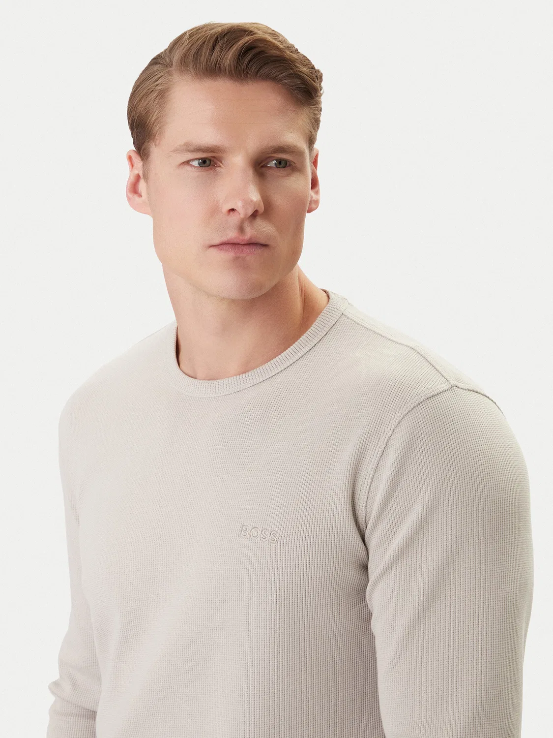Мужской лонгслив стандартного кроя Tempesto Boss, бежевый — фото 4