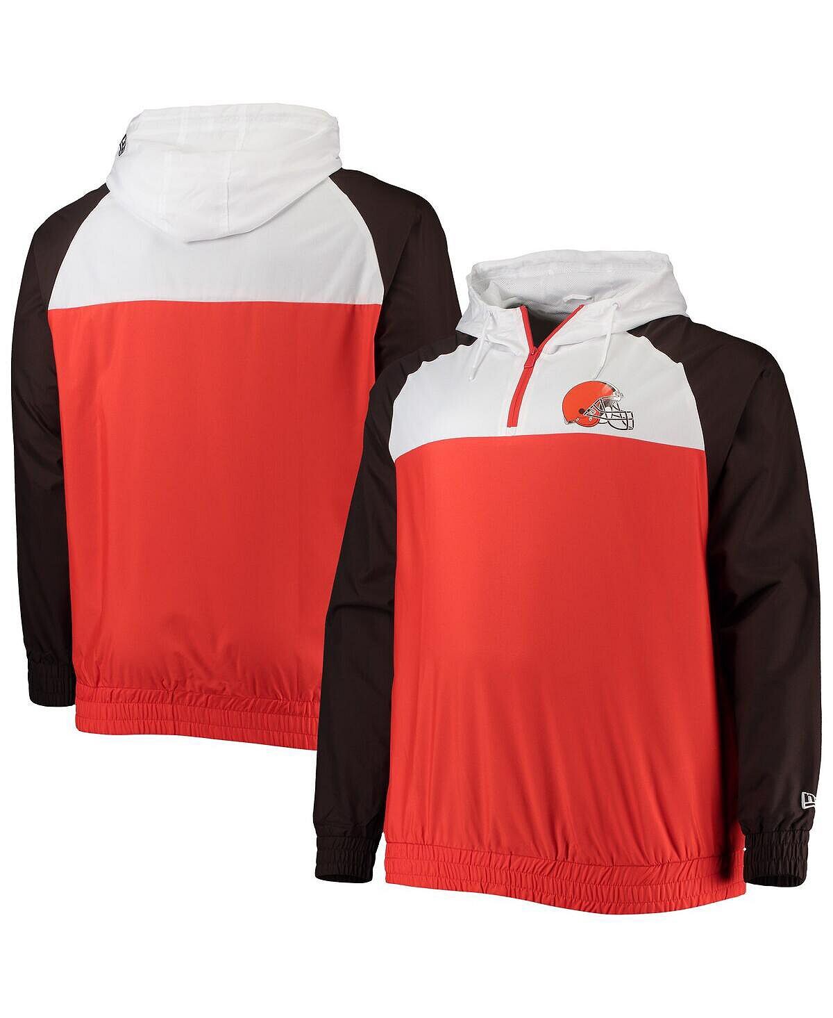 

Мужская оранжево-коричневая толстовка с капюшоном cleveland browns big and tall league raglan с молнией на четверть New Era, мульти