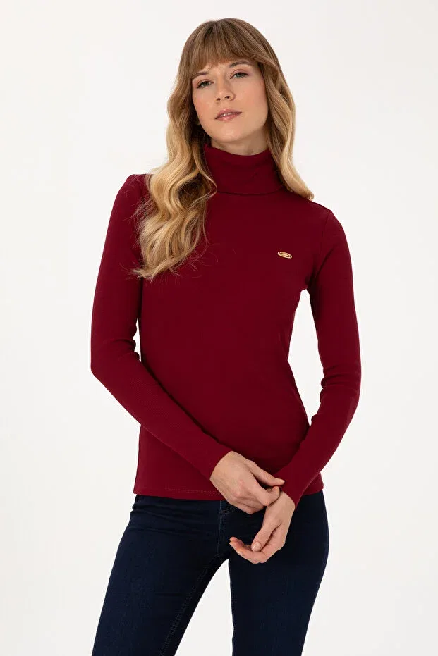 Женские свитшот с воротником-стойкой U.S. Polo Assn., Burgundy