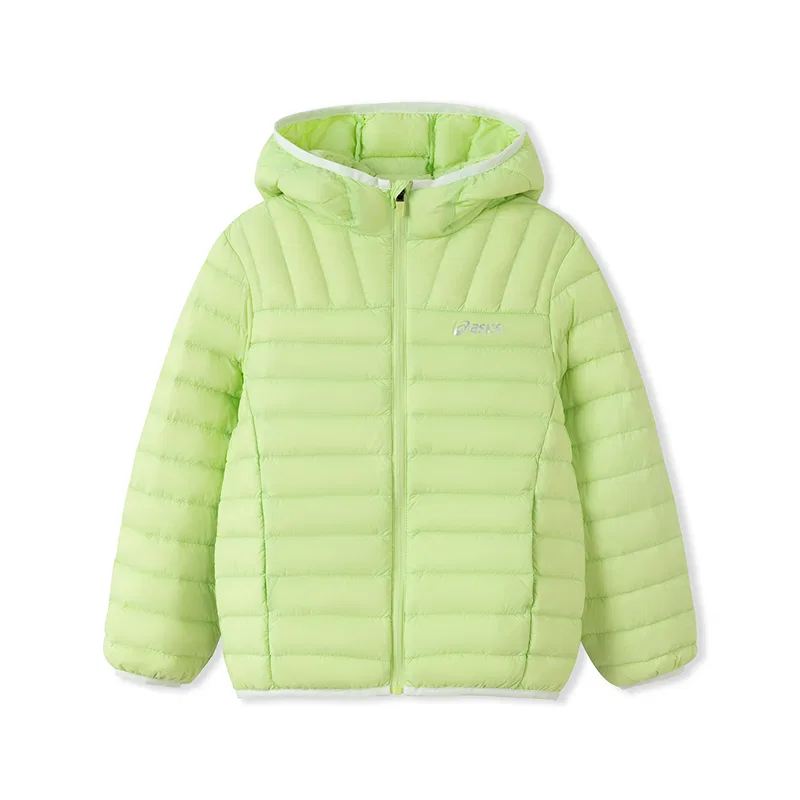 Детский пуховик с капюшоном, ветрозащитный, ASICS, Color 41174 Yellow Green