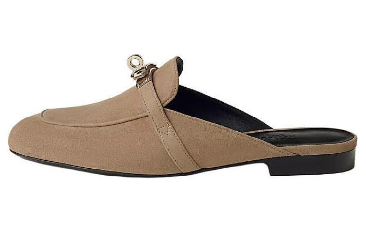Закрытые тапочки женские коричневые HERMES, черные
