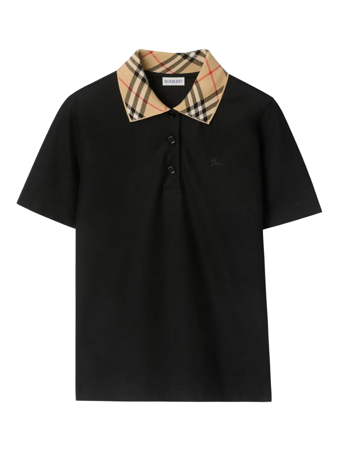 Поло с клетчатым воротником из хлопка Burberry, черный