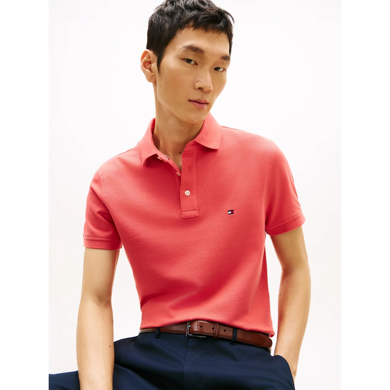 Мужское классическое поло с логотипом Tommy Hilfiger, Red
