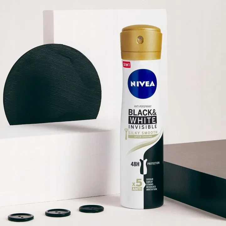 Антиперспирант-спрей 250 мл Nivea, Black & White Invisible Silky Smooth — фото 2
