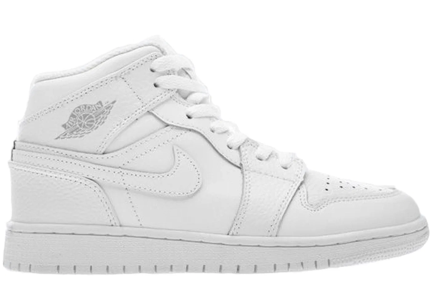 Детские кроссовки Lifestyle с кожаным верхом Jordan 1 Mid, White/Pure Platinum-White