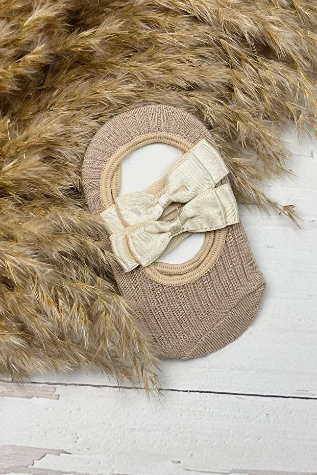 Детские носки-балетки для девочек с жемчугом Adabebek, Beige