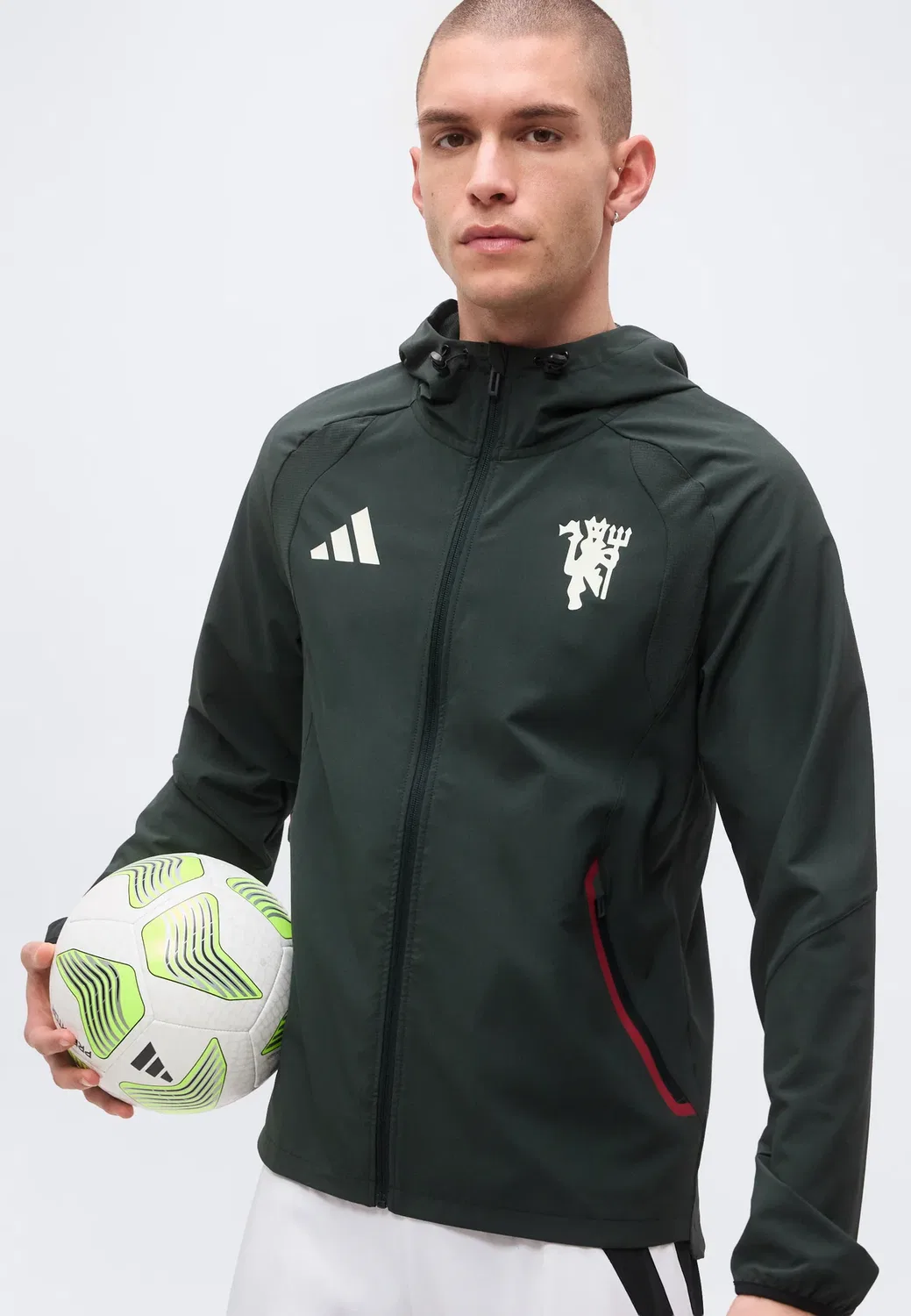 Футболка Manchester United Tiro Travel на молнии - клубная одежда Adidas Performance, Jungle Ink — фото 4