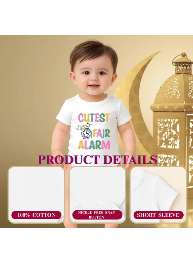 Боди-комбинезон детский с коротким рукавом с принтом Cute Fair Alarm Printshop4Me, белый — фото 3