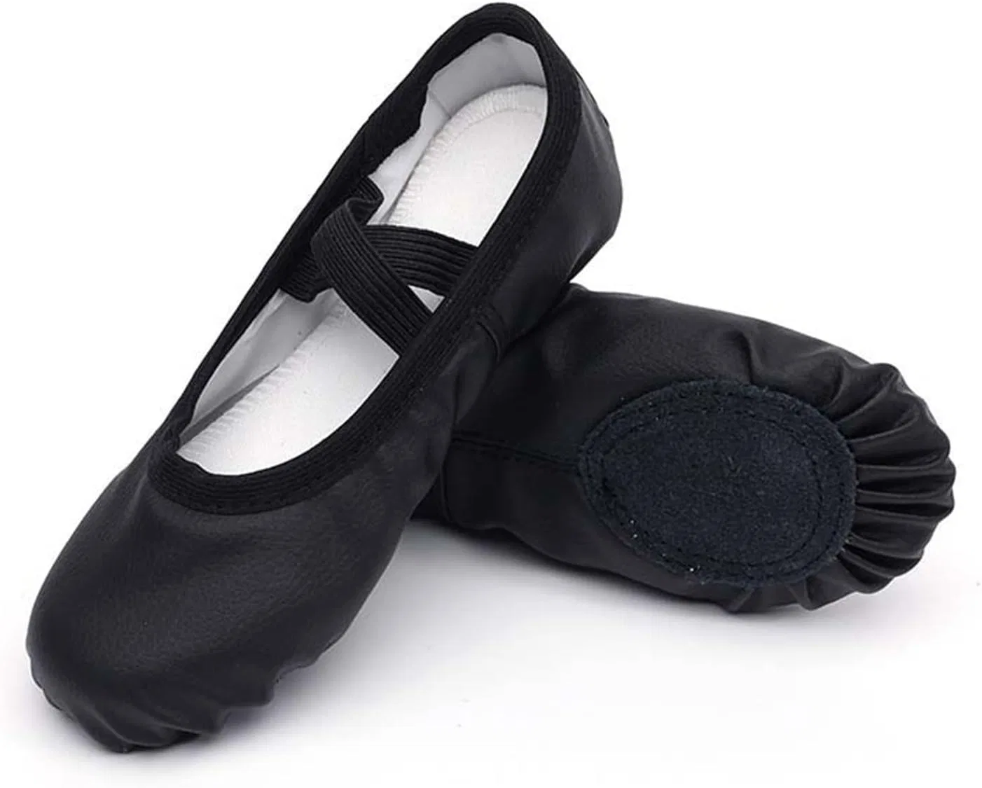 Детские балетки для девочек с разрезной подошвой PU Leather, Black — фото 2