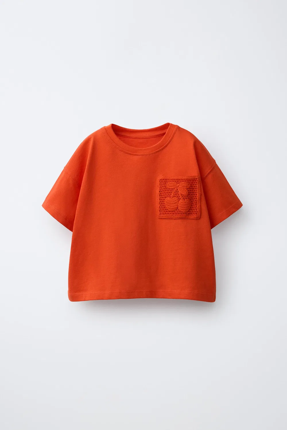 Футболка с вязаным крючком карманом ZARA, Red