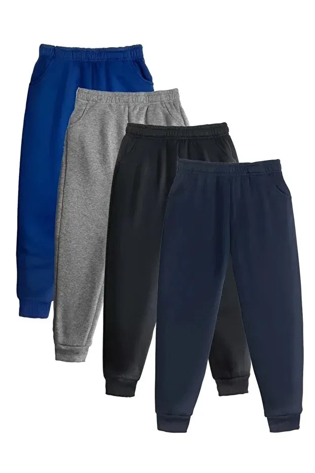 Детский комплект спортивных штанов для мальчиков и девочек 4 шт Plain Daxis Sportwear Company, Navy-Blue-Black-Smoked-Smoky Blue