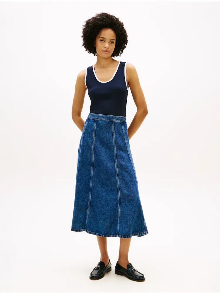 Юбка миди клеш TOMMY HILFIGER, Blue