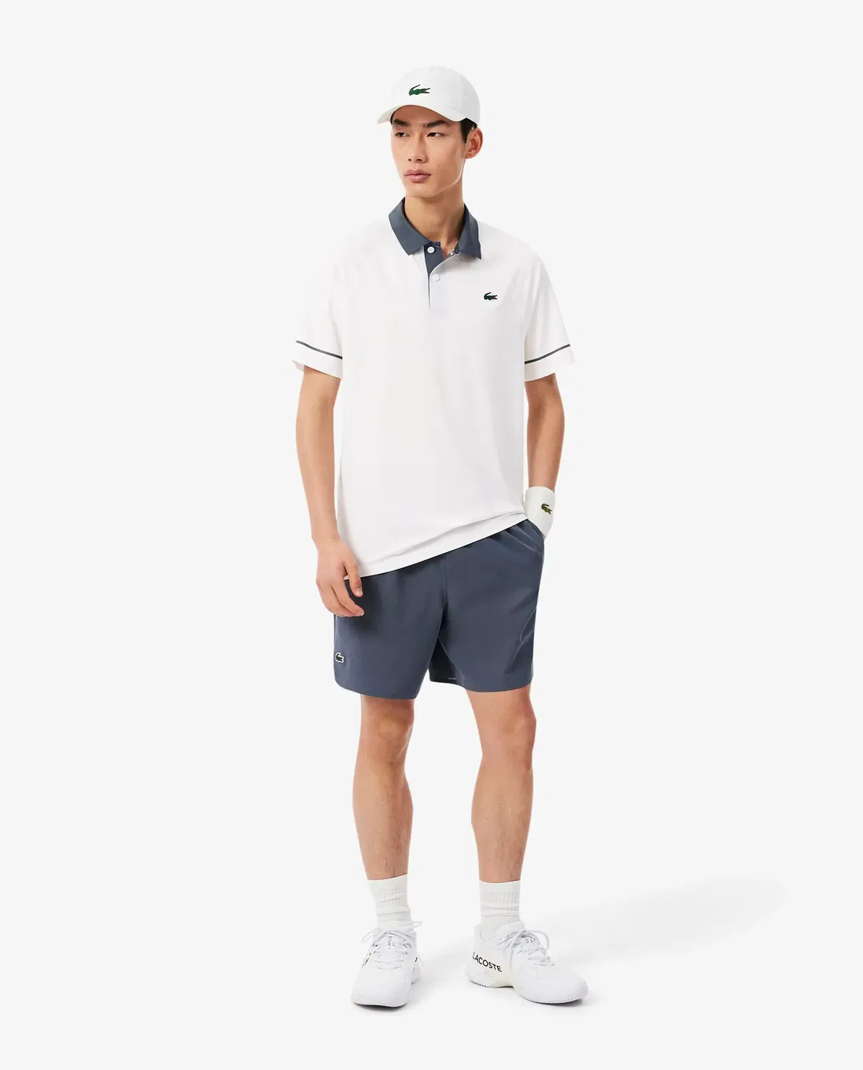Поло мужское Lacoste с коротким рукавом, отложной воротник, Blanco — фото 4