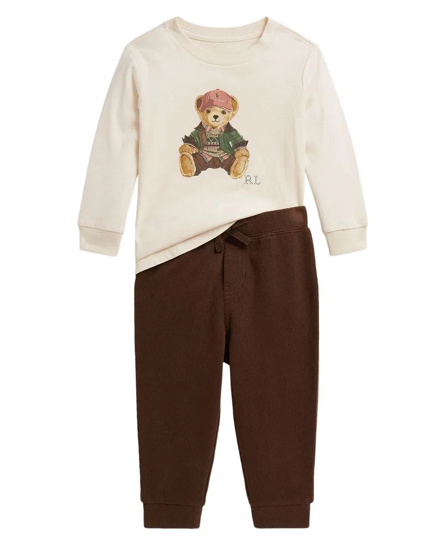 Комплект из футболки и джоггеров Polo Bear Polo Ralph Lauren, Estate Cream