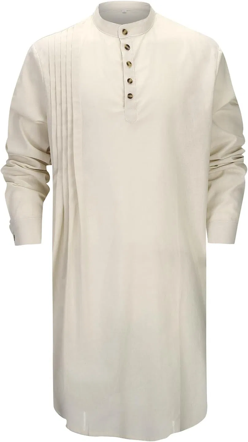 Мужская рубашка-кафтан с длинным рукавом, модель Kaftan Robe, хаки — фото 3
