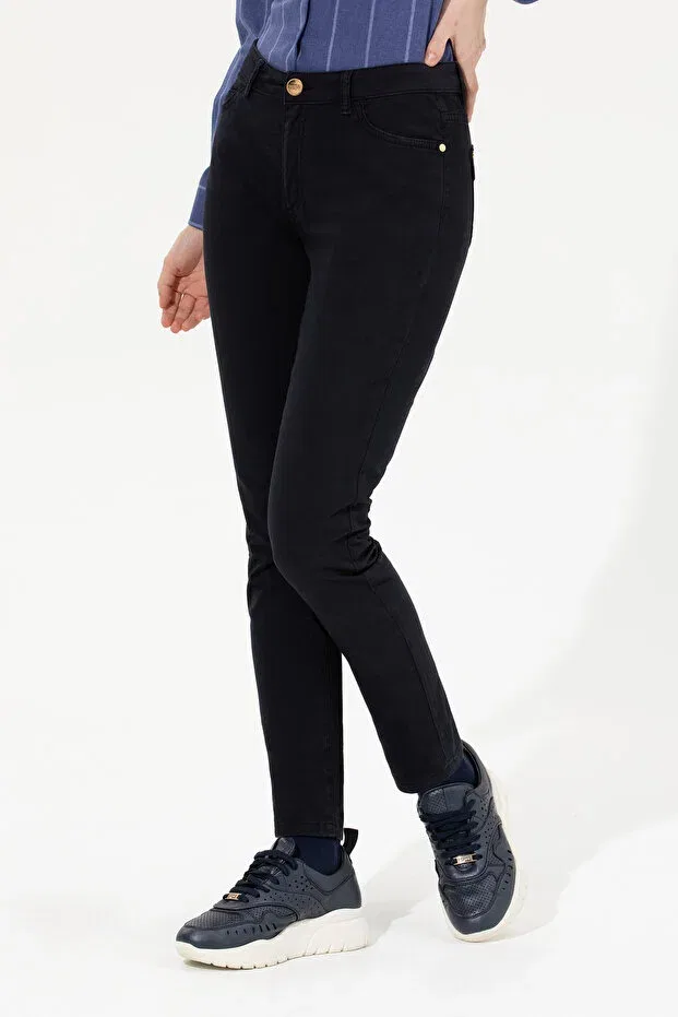 Женские брюки-скинни из хлопка U.S. Polo Assn., Navy Blue — фото 2